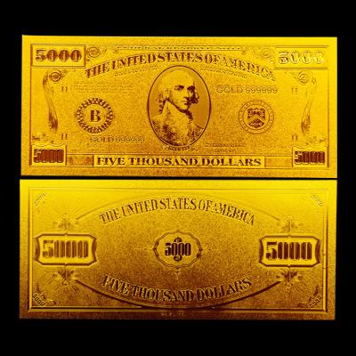 China $5000 presentes 146 * 65mm da moeda de ouro da nota de dólar do ouro da folha 24k à venda