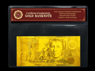 China Custom AUD USD EURO Pounds Plated 24K Gold Banknote ,Gold Paper Money for sale