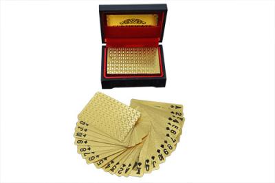 China Customize 24k Gold Playing Cards with wooden box , Printing Gambling tool for sale