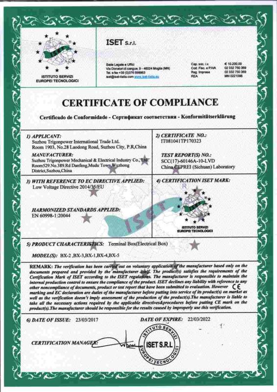 CE certificate for product - Trigonpower International Trade Ltd.
