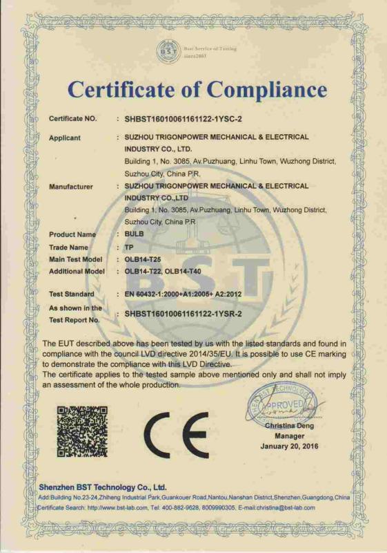 CE (LVD) certificate for product - Trigonpower International Trade Ltd.