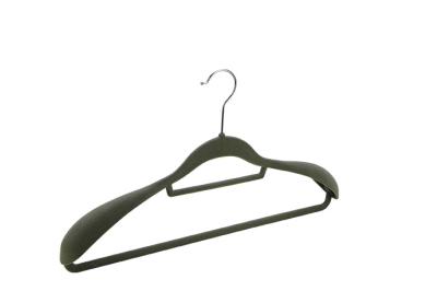 China 46cm ABS plastic Grey velvet suit hanger with  tie position and shoulder past  Non-slip for sale