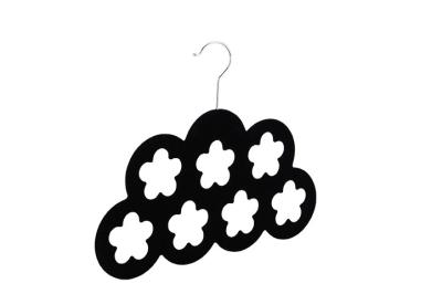 China Double Flower design  plastic  Black flocked  Non-slip scarf  hanger space saver for sale