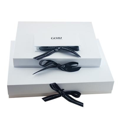 China OEM ODM Black Ribbon White Foldable Paper Box For Wedding Dress for sale