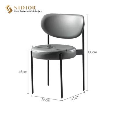 China Stainless Steel Frame Grey Leather Dining Chairs 41cm Width Modern Room Chair for sale