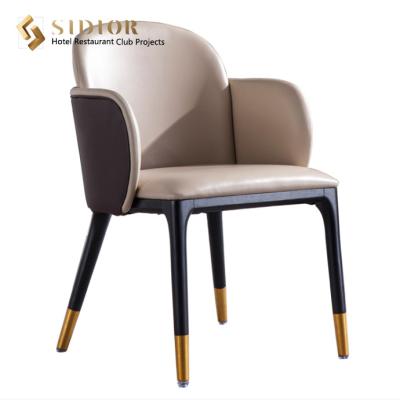 China Modern Faux Leather Dining Room Chairs 55x60x72cm Armrest Dining Chair for sale