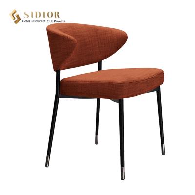 China H76cm French Style Chair Metal Frame Fabric Upholstered Dining Chairs With Arms for sale