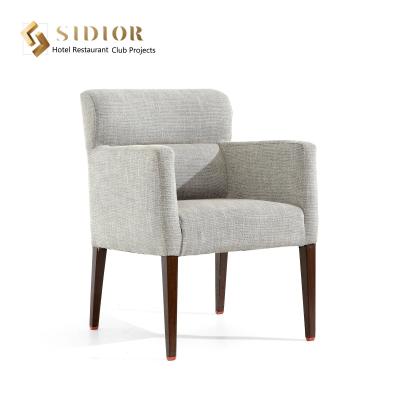 China Dried Solid Wood Fabric Gray Upholstered Dining Chairs H860mm For Hotel for sale