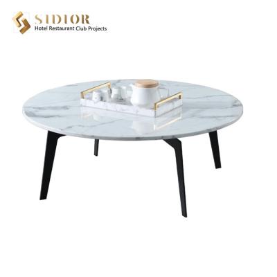China SGS Round Natural Marble Movable Coffee Table for sale