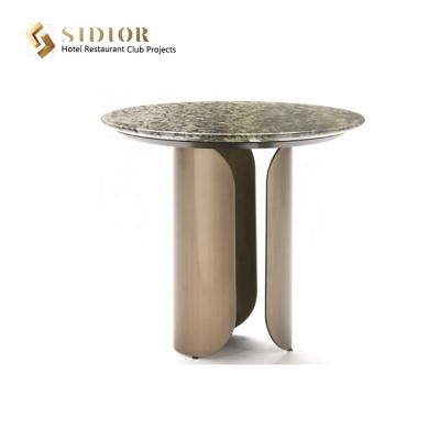 China Living Room Luxury Movable Coffee Table Marble Top Round Tables 50cm for sale