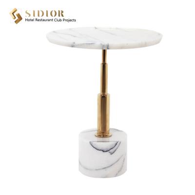 China White Natural Marble Top Movable Coffee Table 50cm Classic Style for sale