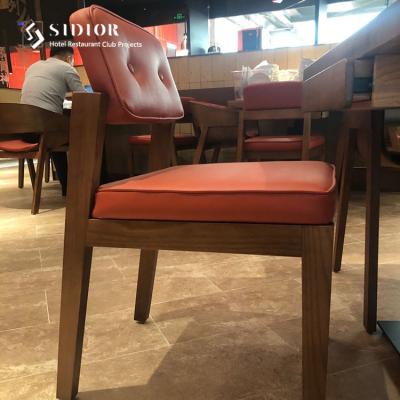 China PU Leather Solid Wood Upholstered Dining Chairs 58cm Width For Restaurant Home for sale