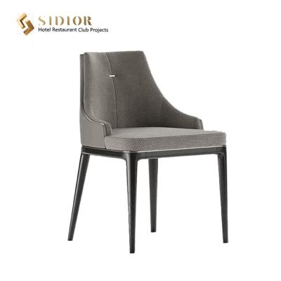 China 56cm length Grey PU Leather Dining Chairs Modern Solid Wood Finished for sale