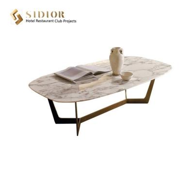 China SGS Luxury Marble Top Coffee Table Rectangle Centre Table For Drawing Room for sale