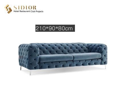 China 3 comprimento estofado moderno dos sofás 2.1m de Seater Sofa Set Fabric Crushed Velvet à venda