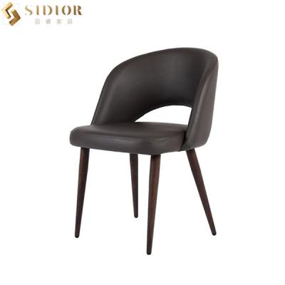 China Upholstered Scandinavian Leather Dining Chairs brown color SGS approved for sale
