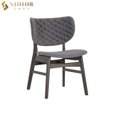 China French Style Solid Wood Dining Chairs Low Back Fabric Upholstery 61cm Width for sale