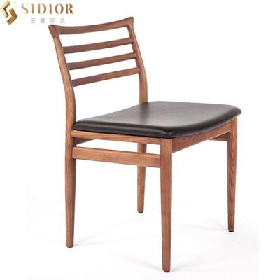 China 80cm Height Nordic Solid Wood Leather Chair Low Back For Restaurant for sale