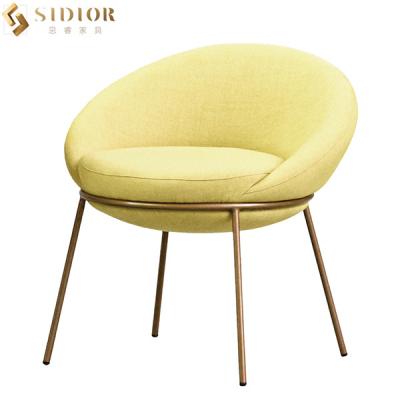 China L57cm Yellow Fabric Ultra Modern Dining Chairs With Stainless Steel Legs for sale