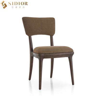 China Solid Wood High Back Fabric Dining Room Chairs Modern Style Chair 87cm Height for sale