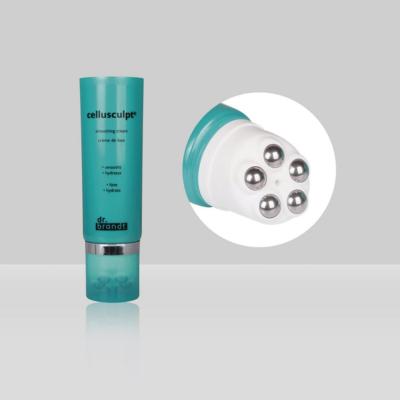China Lotion Custom Cosmetic Tubes D50mm Plastic Round Shaped With Massage Stainless Steel Ball for sale