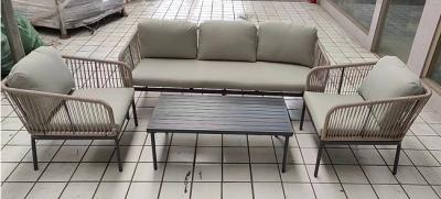 China Coxim de aço completo exterior Sofa Furniture Set da corda do poliéster à venda
