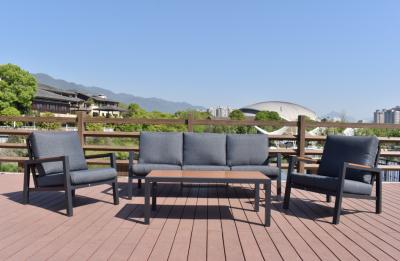 Chine Sofa triple de inclinaison en aluminium de terrasse avec des meubles de coussin de 10cm à vendre