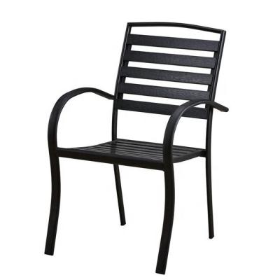 China Outdoor Courtyard Curved Armchair Plastic Wood Slat Aluminum Stacking for sale