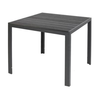 China Square Plastic Wood Top Aluminum Furniture Table For Outdoor 80cm 90cm for sale