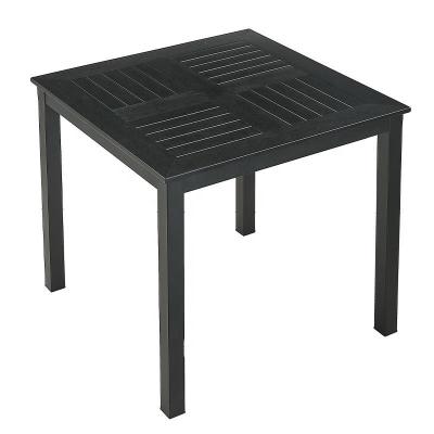 China 80cm Outdoor Square Aluminum Table Black Plastic Wood Parquet Top for sale