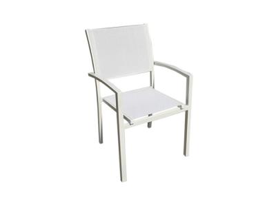 China Eco Friendly Textilene Outdoor Foldable Chair Aluminum Stackable Patio Chairs for sale