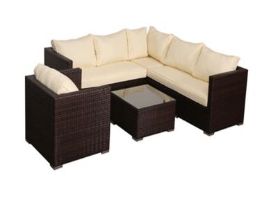 China 180g Polyester 5 Piece Wicker Patio Set , Rattan Garden Furniture Table And Chairs for sale