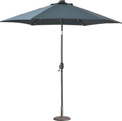 China Steel 8 Ribs Garden Central Column Sun Parasol With LED Light for sale
