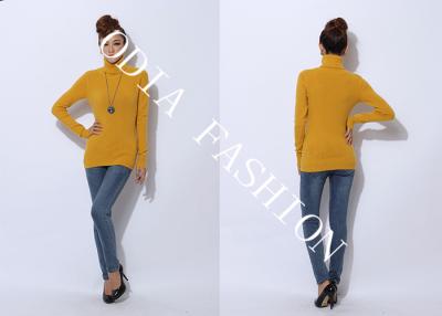 China Yellow Fine Knit Womens Turtleneck Sweaters Pullover Knitwear for sale