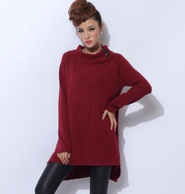 China Autumn Breathable Womens Turtleneck Sweaters Red Jersey Pullover for sale
