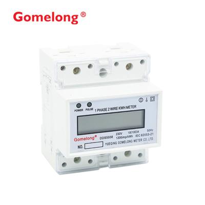 China Large-Scale Integrated Circuits Single Phase Din Rail Watt Hour Meter With LCD Display for sale