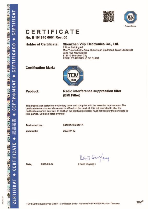 TUV - Shenzhen VIIP Electronics Co., Ltd.