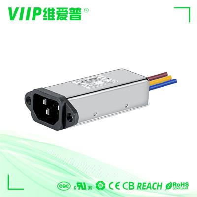 China 3A 60Hz Ac Power Line IEC EMI Filter Male Socket With Wires 1500VDC for sale