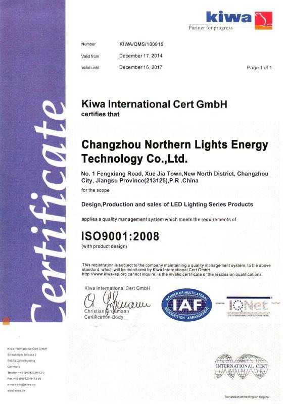  - Changzhou NorthernLights Energy Technology Co.,Ltd.