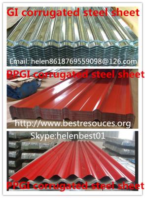 China 0.50mm*840mm*4000mm roof plate PPGI corrugated steel sheet for sale