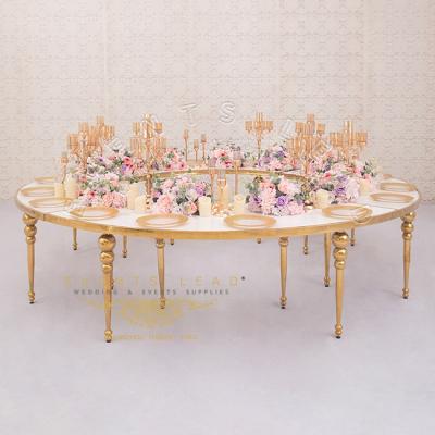 China Modern Gold Half Moon Luxury Dining Banquet Tables For Wedding Events for sale