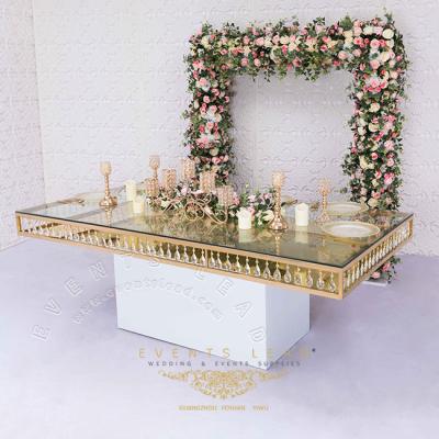 China KD New Exquisite Stainless Steel Ideas GEMMA Rectangle Crystal Dining Room Tables for sale