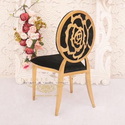 China Flower Pattern Minimalist Back Modern Dining Events Chairs Wedding Furniture Gold for sale