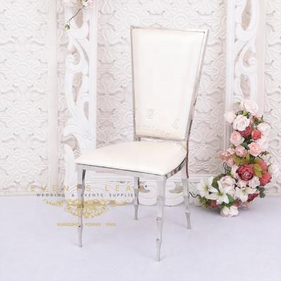 China Minimalist Silver Frame Wite PU Hotel Furniture Dining Chair Luxury Products For Event for sale
