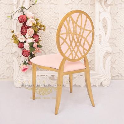 China Gold Minimalist Style Velvet Netting Back Rose Event Chairs Wedding Furniture Luxury for sale