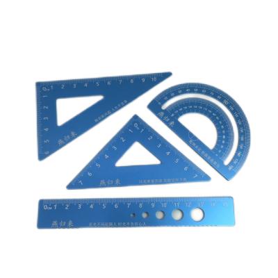 China School Stationary Metal Darwing Mathematical Compass Set Aluminum Alloy Triangle Ruler Protractor in Geometry Box Math Set for sale