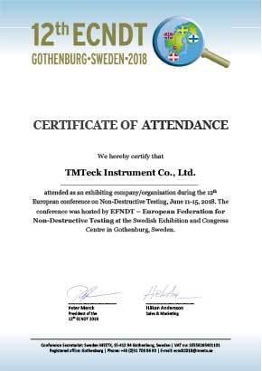 Certificate of attendance - TMTeck Instrument Co., Ltd