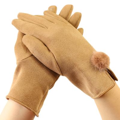 China Nylon Suede Winter Warm Gloves Women Sensitive Screen Touch Finger Driving for sale