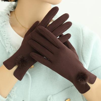 China Dark Red Acrylic 55g Women Touch Screen Gloves , Warm Cycling Gloves for sale