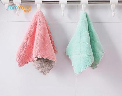China 250gsm Quick Dry 30x30cm Kitchen Cleaner Cloth Household Soft Coral Fleece for sale